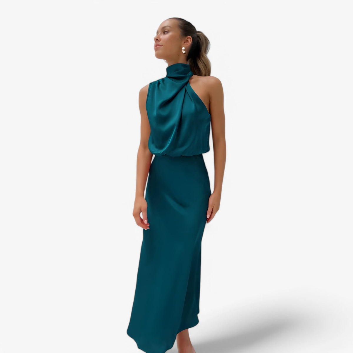 Damen Kleid Satin Elegant