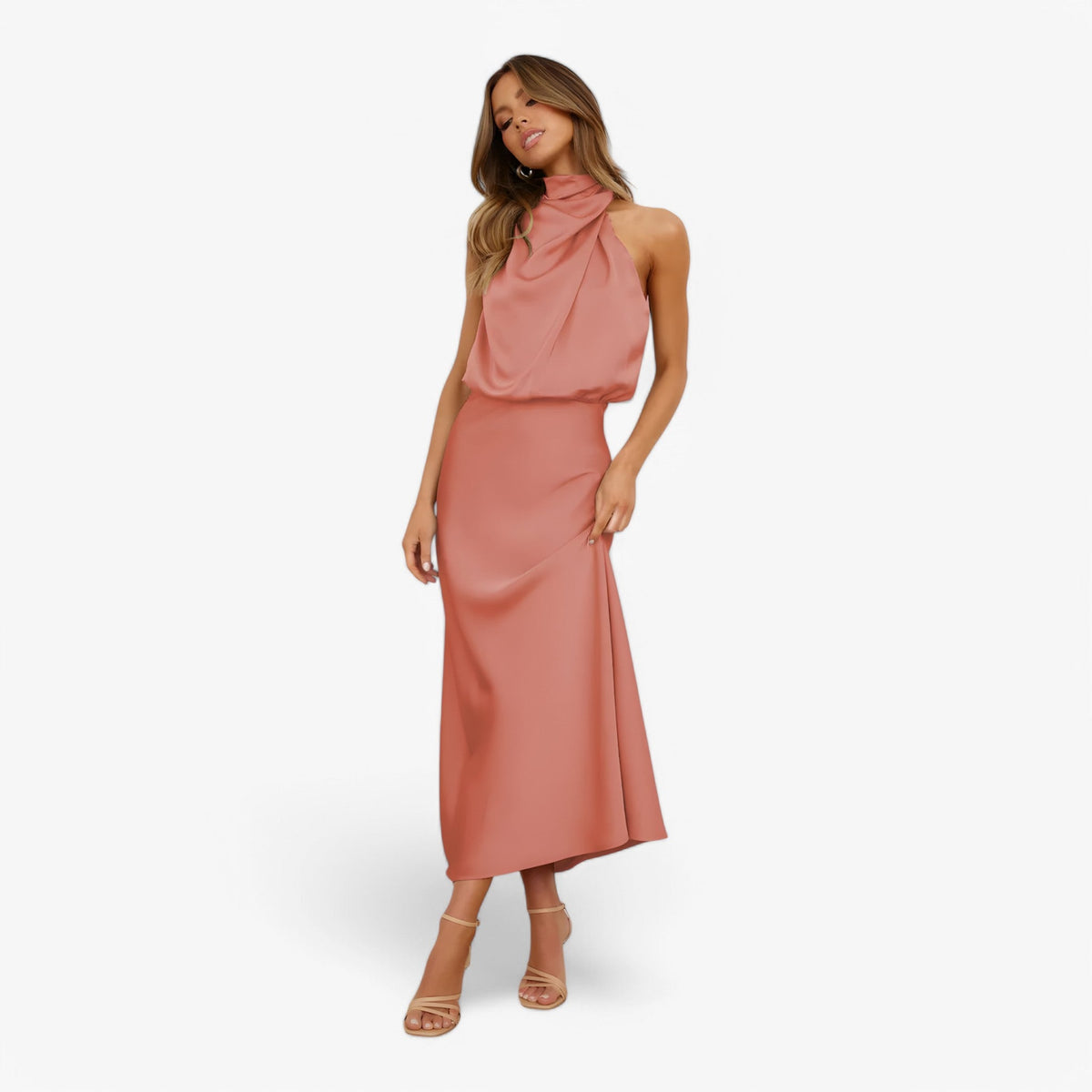 Damen Kleid Satin Elegant