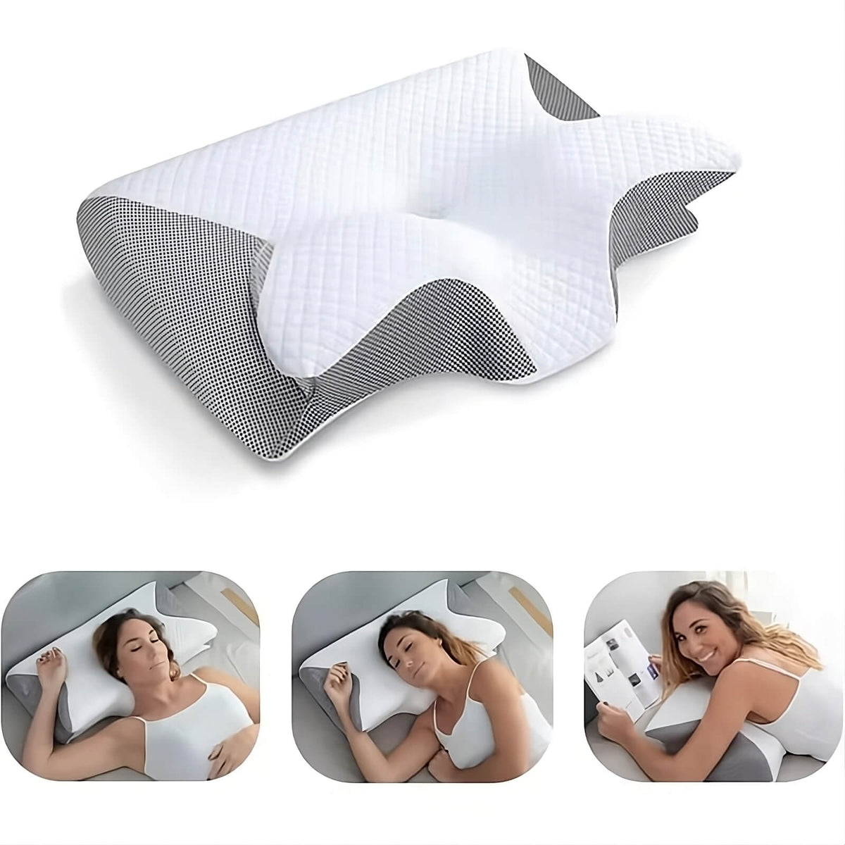 DreamAlign Konturkissen orthopädisch für Nacken und Schulter – Weiß/Grau – Ansicht 11