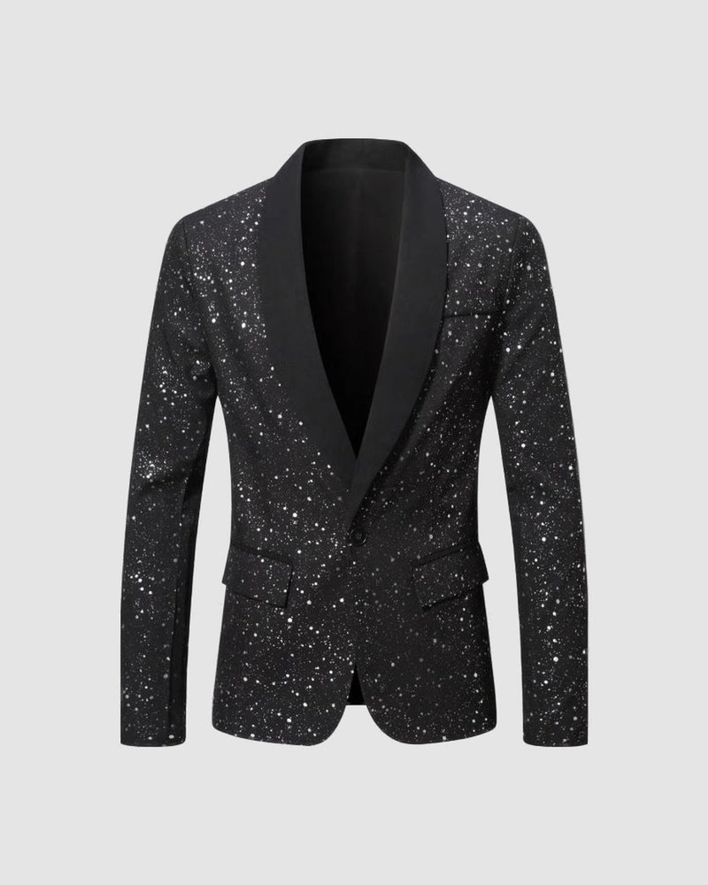 Herenblazer met glitters en sjaalkraag van satijn