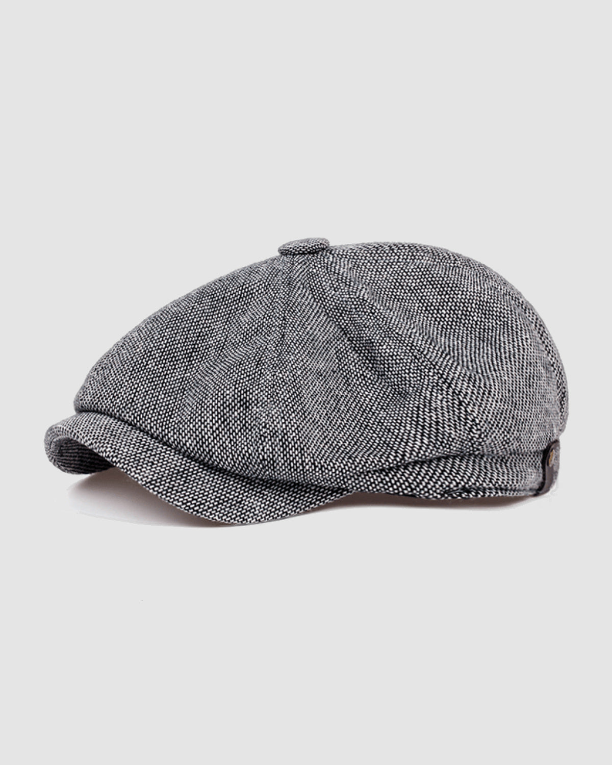 Herren Schiebermütze mit Fischgrätmuster im Achtteiler-Design – Schwarz – Ansicht 2