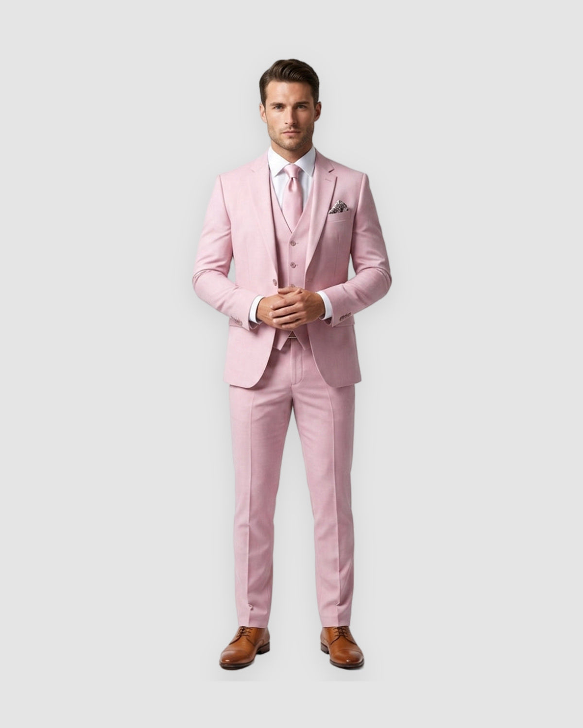 Herren Anzug dreiteilig, Slim Fit in Rosa