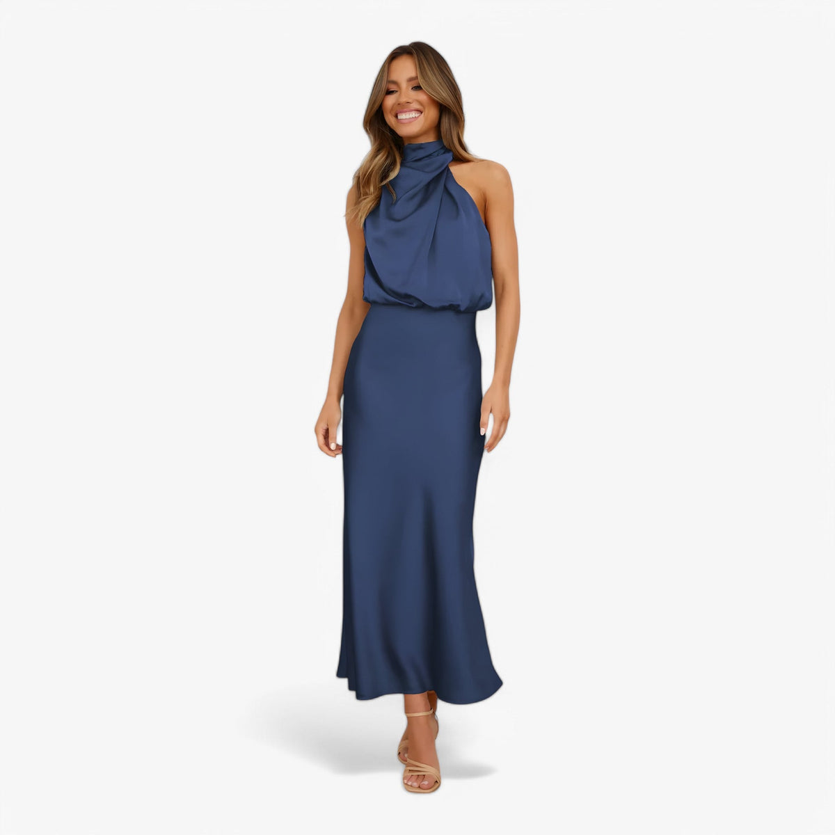 Damen Kleid Satin Elegant