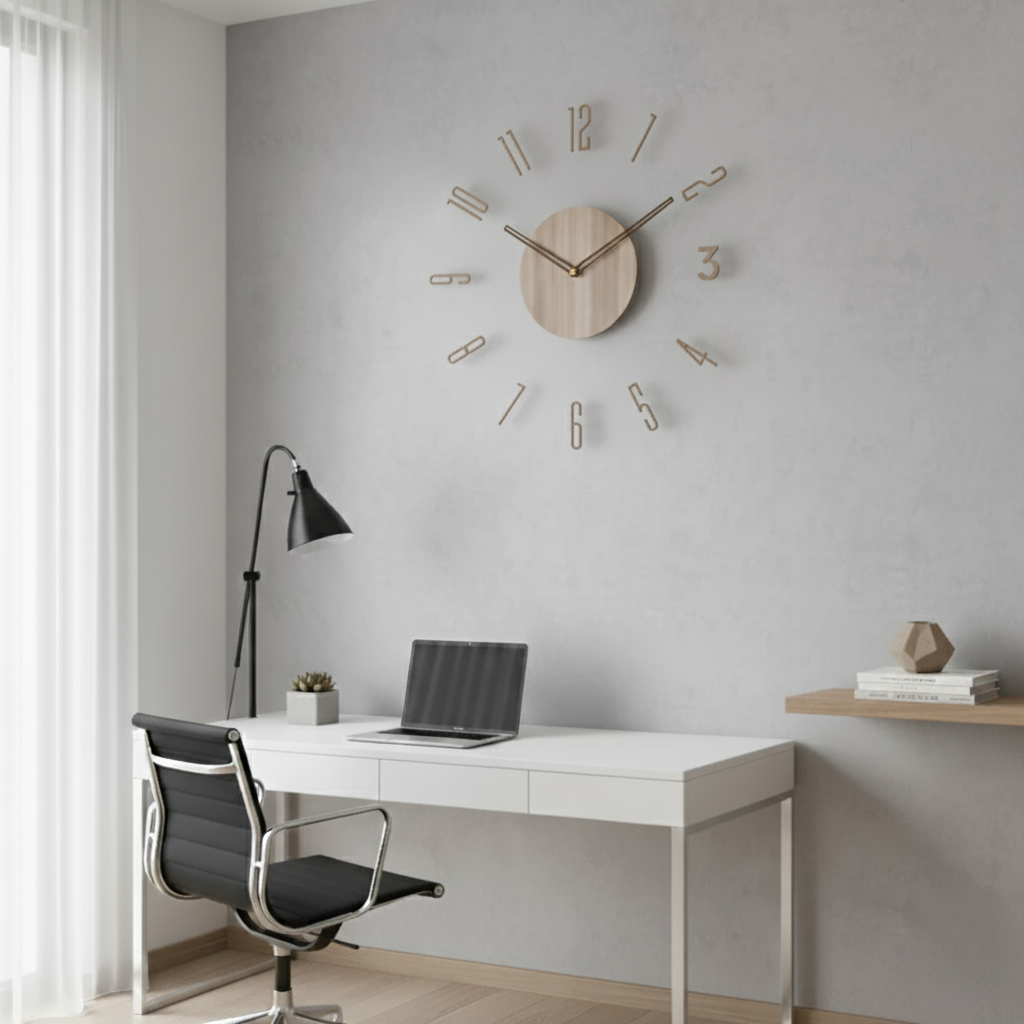 Lautlose Design-Wanduhr – Acryl & Holz