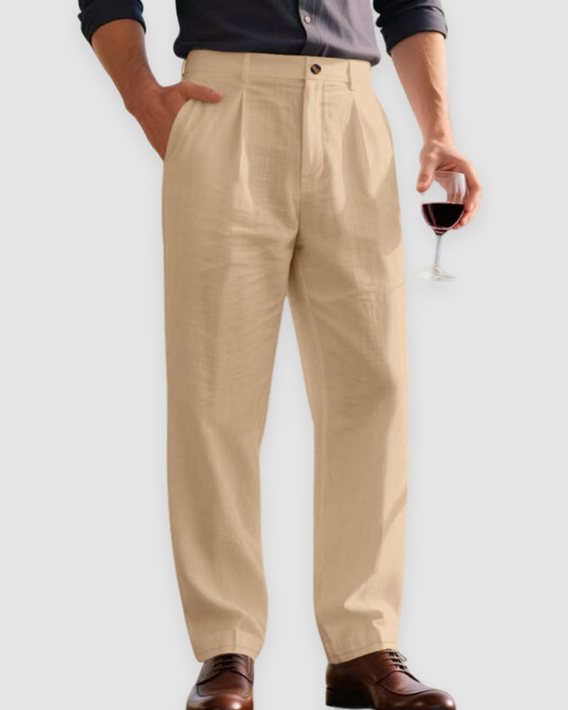 Linnen broek voor heren met wijde pijpen, comfortabel voor de zomer