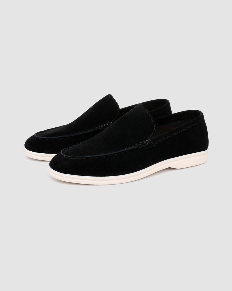 Loafers voor heren met suède-look en rubberen zool – Zwart