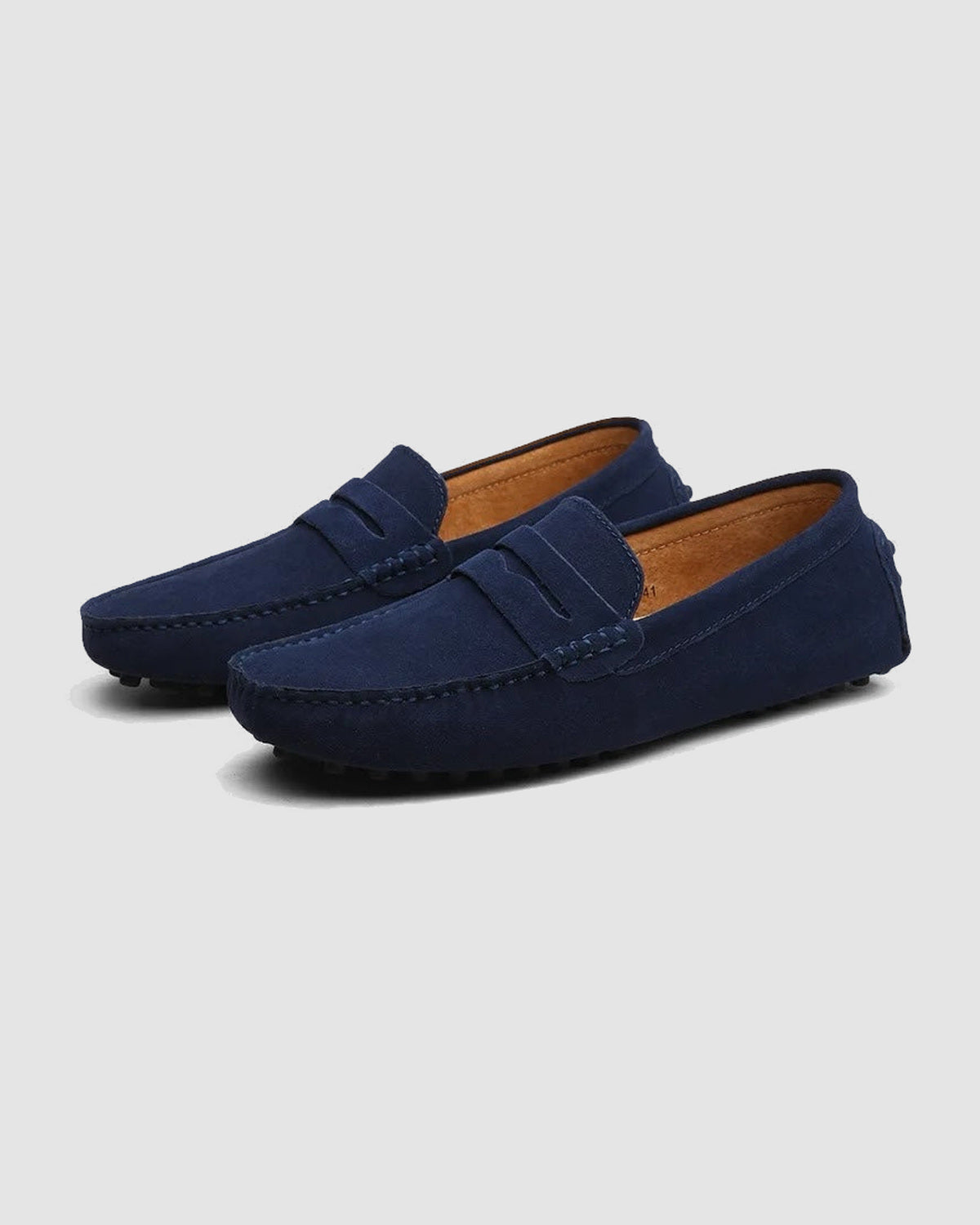 Herren Mokassins aus Wildleder, Penny-Loafer in Marineblau