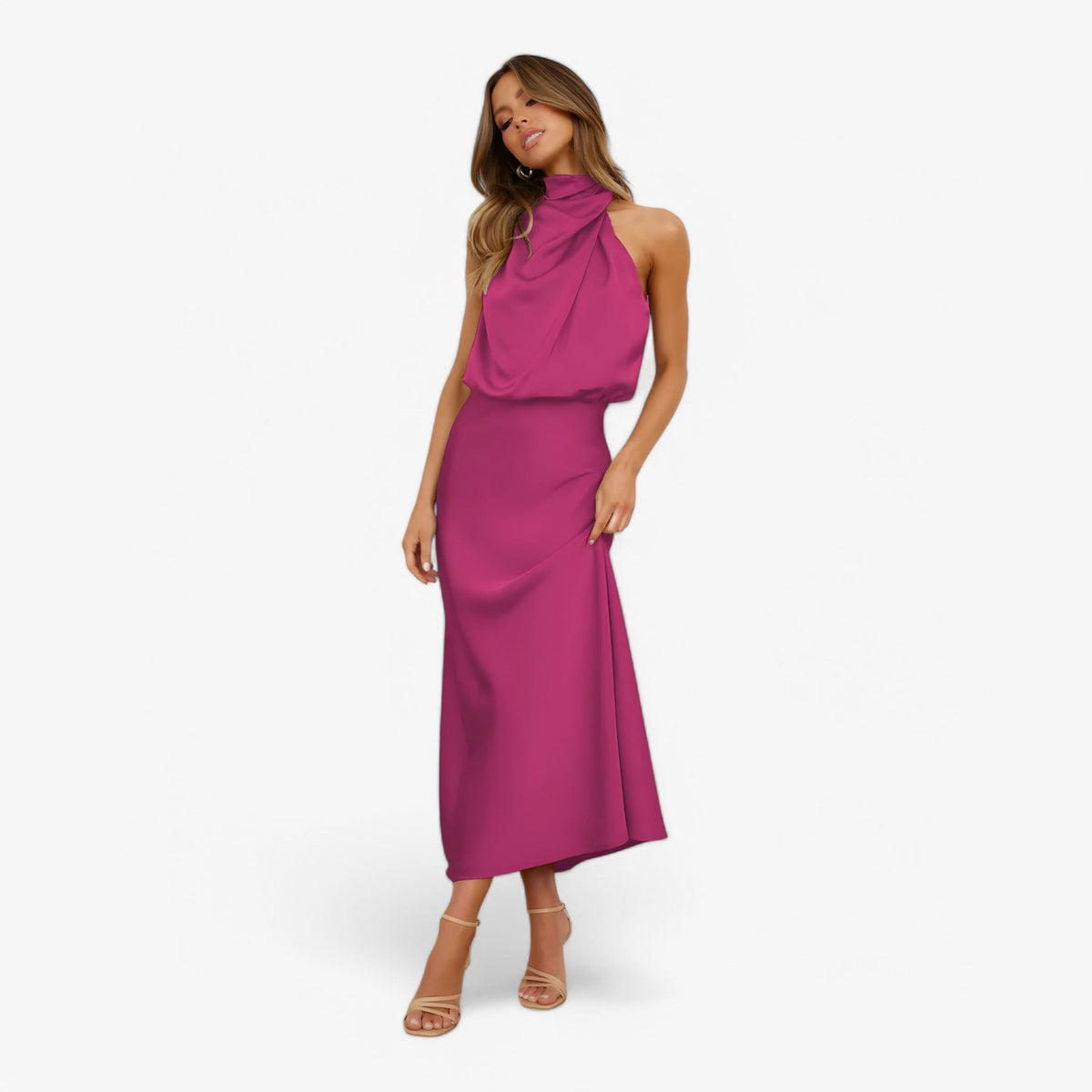 Damen Kleid Satin Elegant