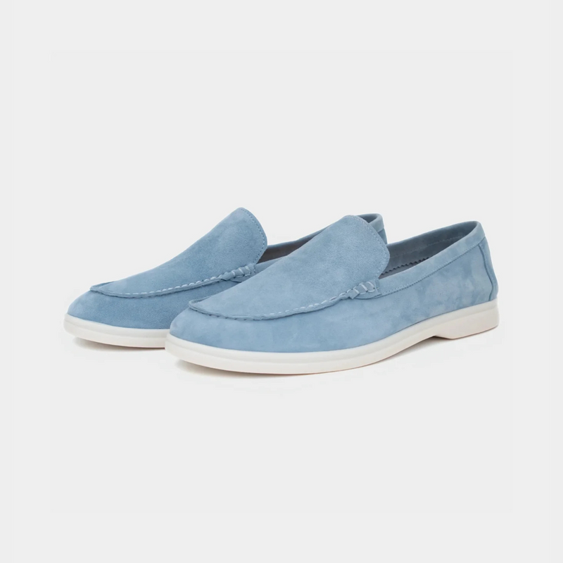 Herren Loafer Slip-On Wildleder-Optik Babyblau