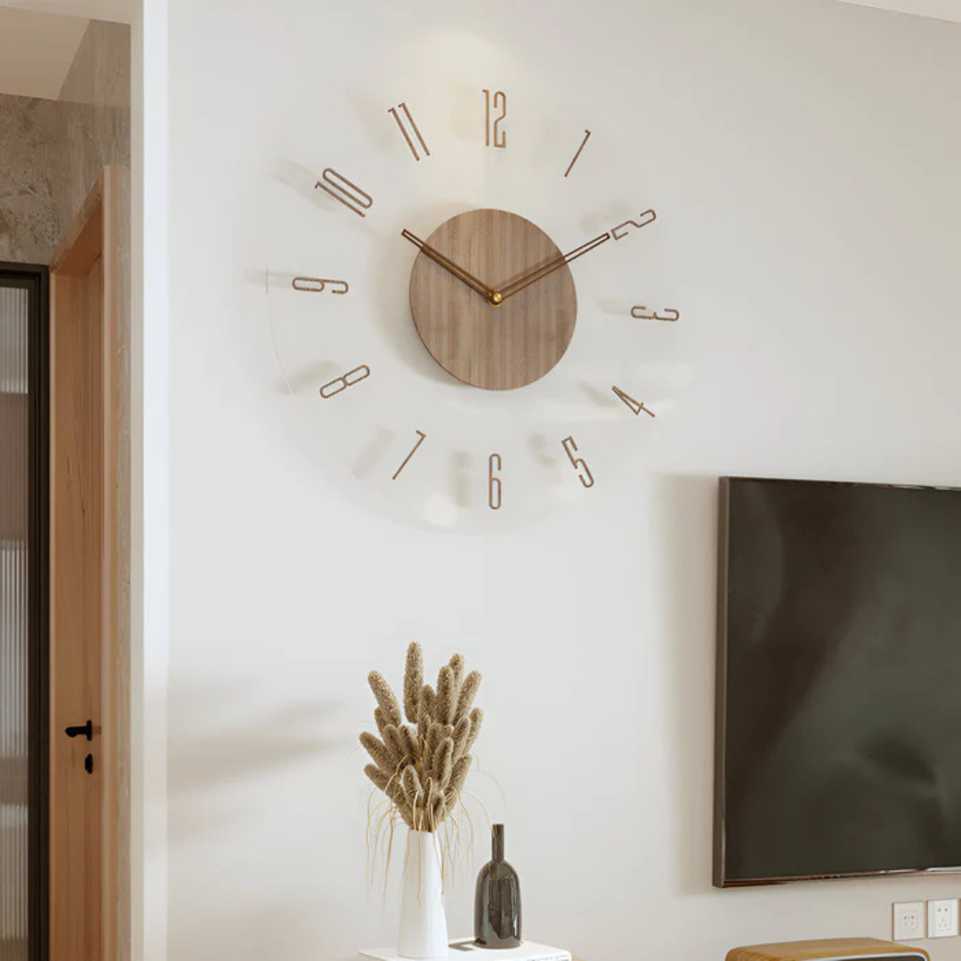 Lautlose Design-Wanduhr – Acryl & Holz