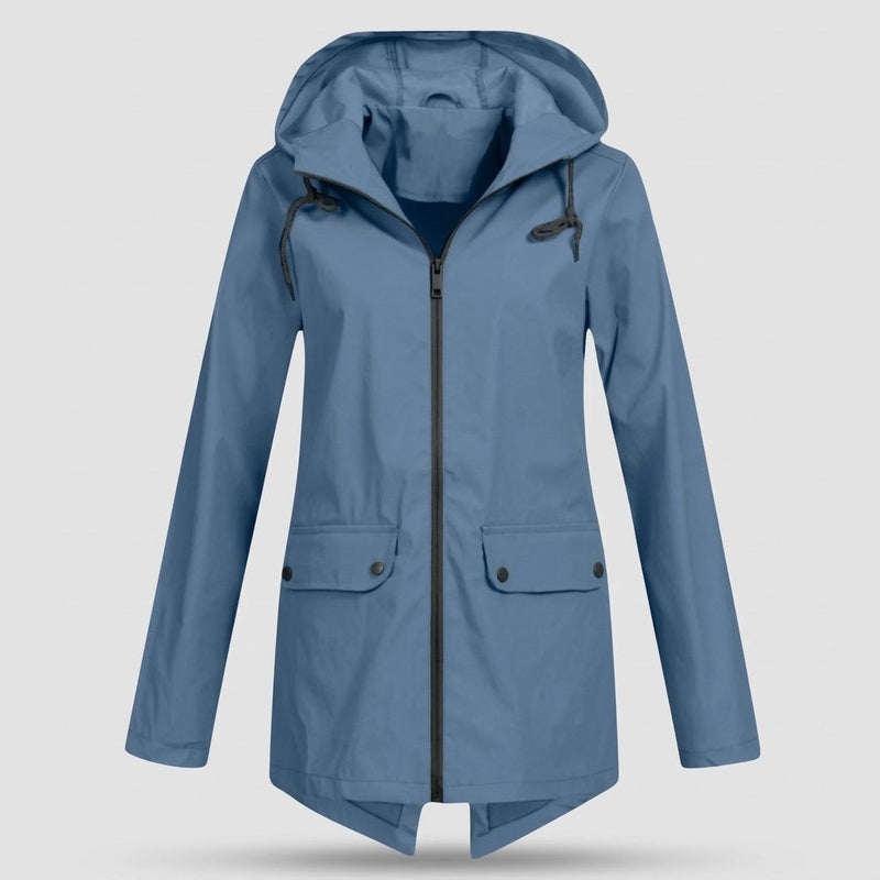 Damen Parka - Kordelzug-Kapuze mit Verlaengertem Ruecken