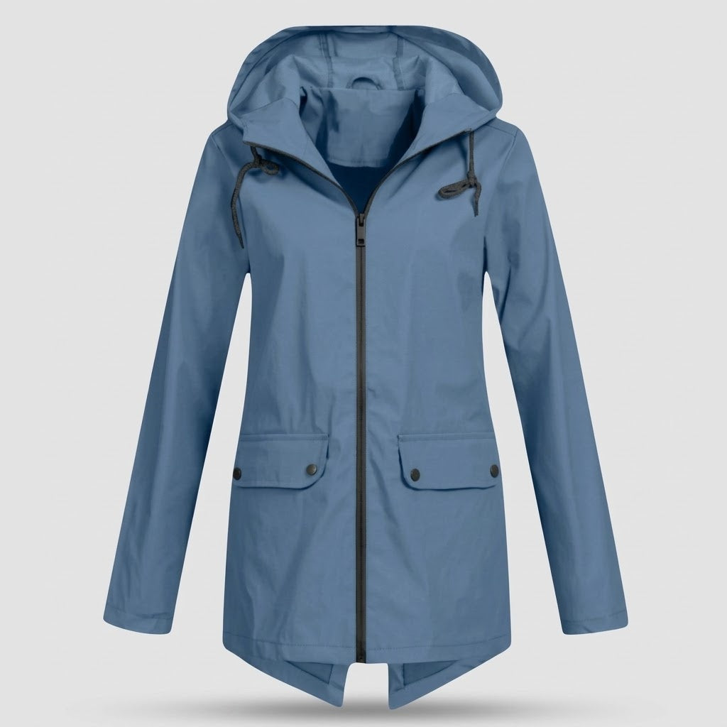 Damen Parka - Kordelzug-Kapuze mit Verlaengertem Ruecken