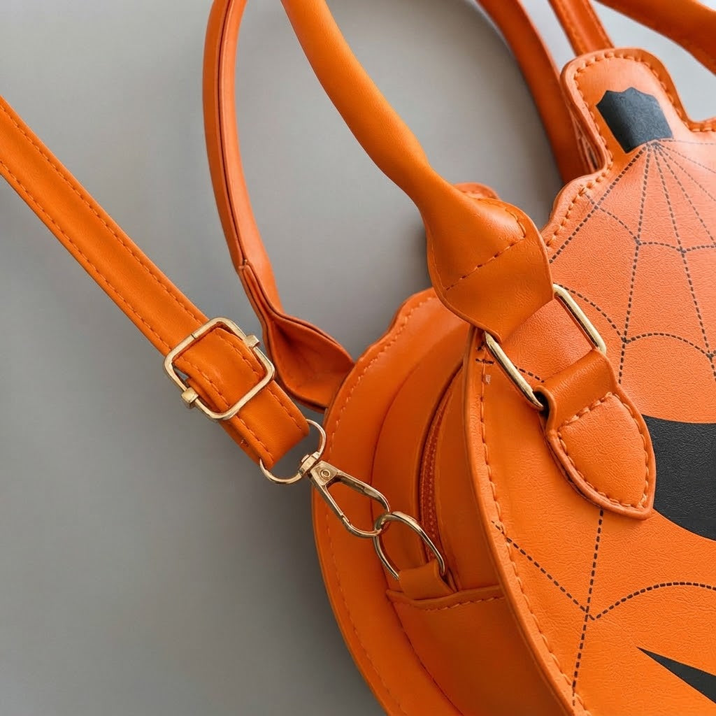 Kürbis-Kunstleder-Handtasche - Halloween-Accessoire