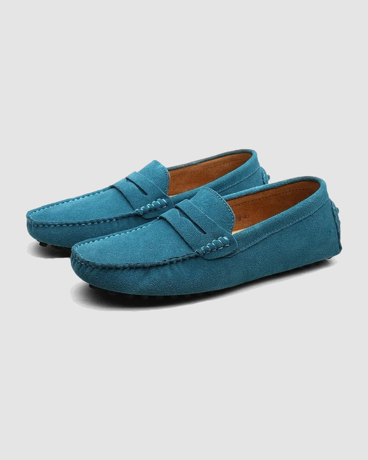 Herren Mokassins aus Wildleder, Penny-Loafer in Himmelblau