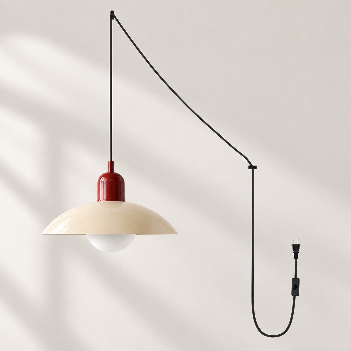 Steckdosen-Pendelleuchte im Mid-Century-Bauhaus-Stil – Rot – Ansicht 23