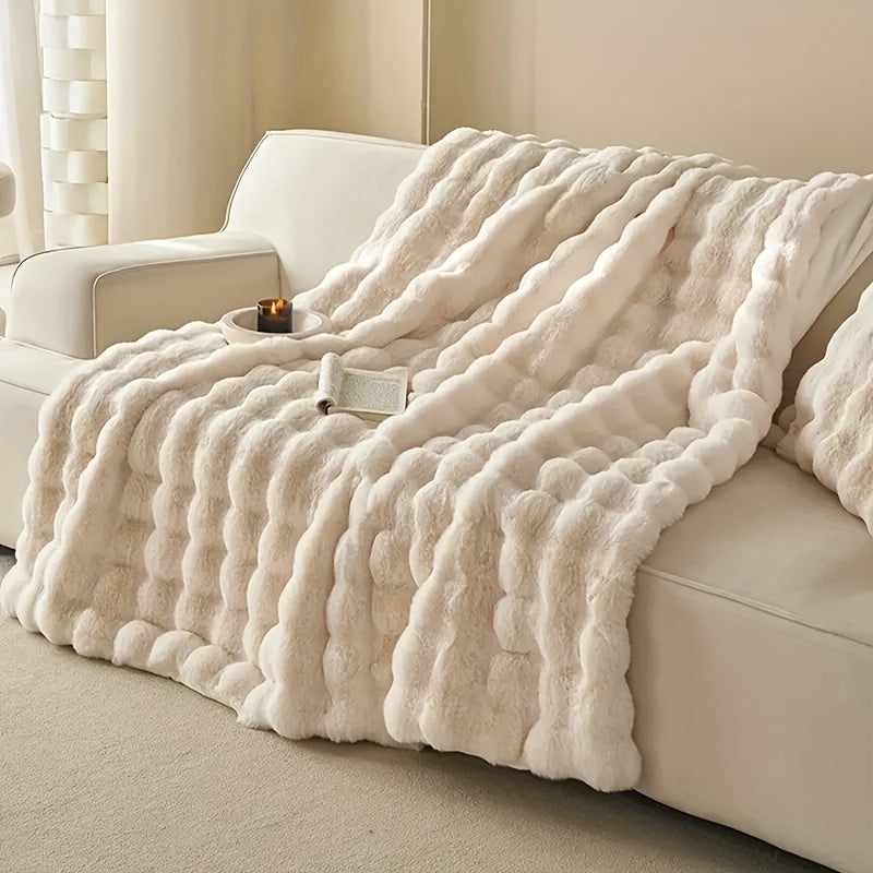 Bubble-Fleece Kuscheldecke – Plüschig Weiche Couch-Decke