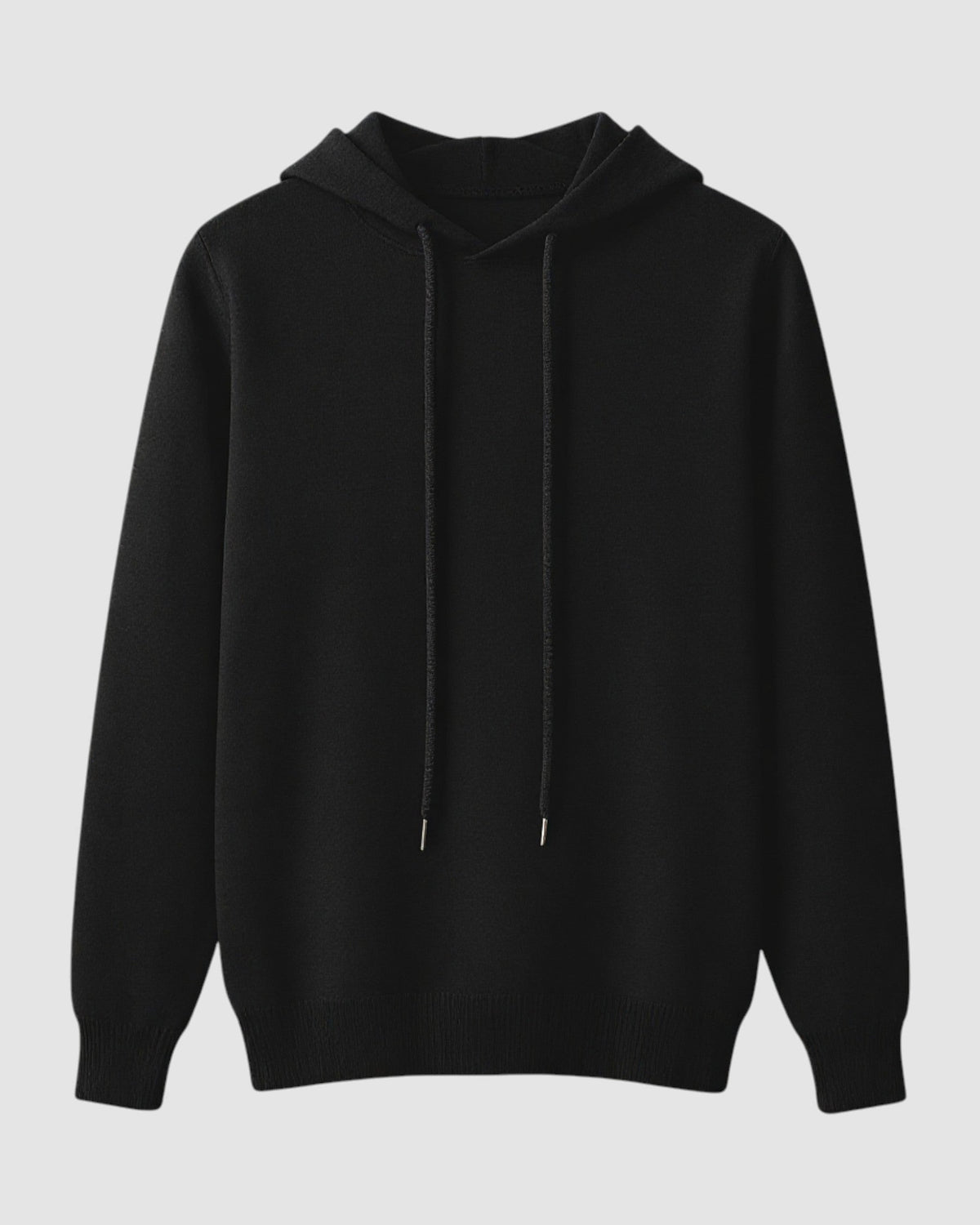 Herren Hoodie aus Merinowolle mit Kapuze in Schwarz