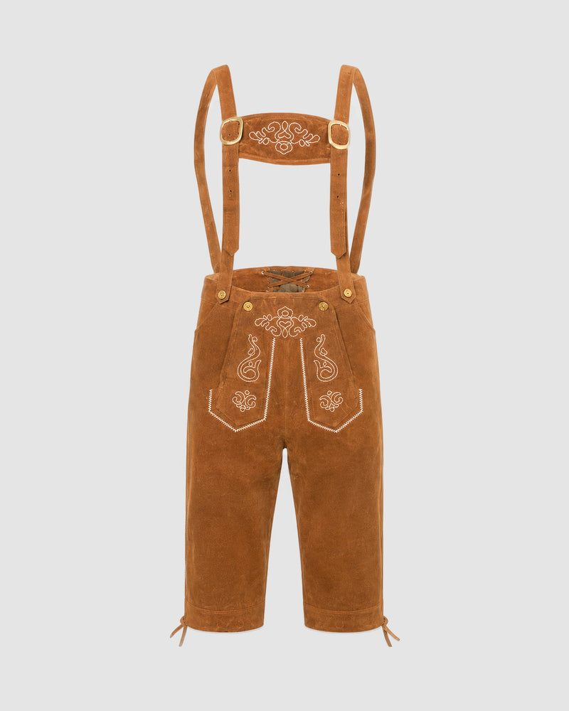 Lederhosen voor heren van suède met borduursel