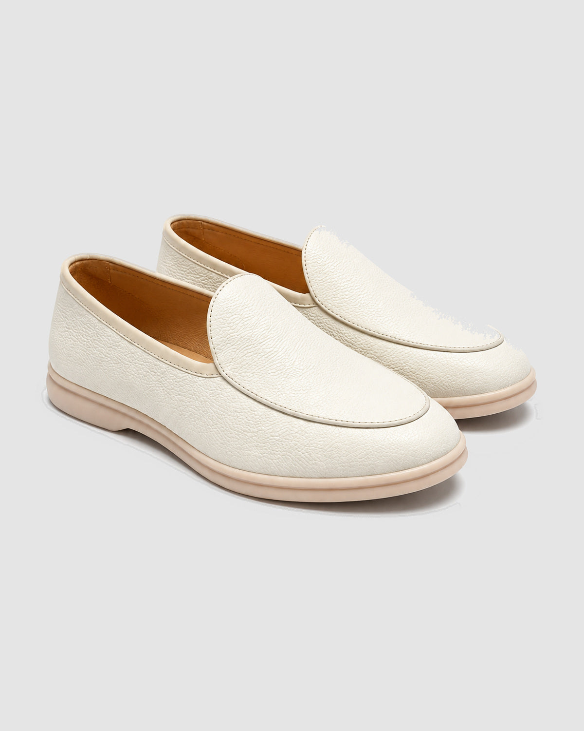 Herren Loafer in Lederoptik mit Narbung – Weiß