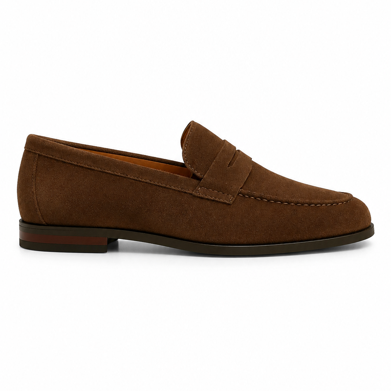 Herren Penny Loafer Braun – Bequemer Slip-On in Velours-Optik