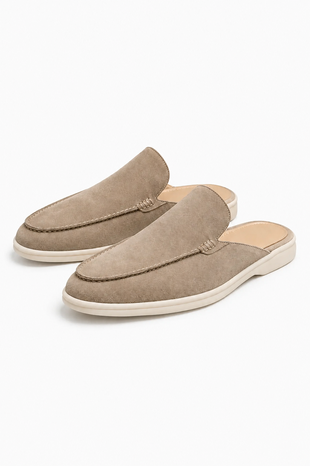 Mule Loafer til Mænd i Sand - Komfortabel Slip-On Sko med Åben Hæl - Sand - Sandaler