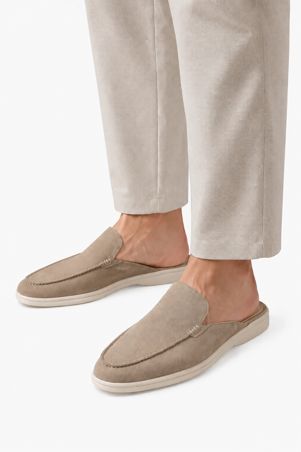 Mule Loafer til Mænd i Sand - Komfortabel Slip-On Sko med Åben Hæl - - Sandaler