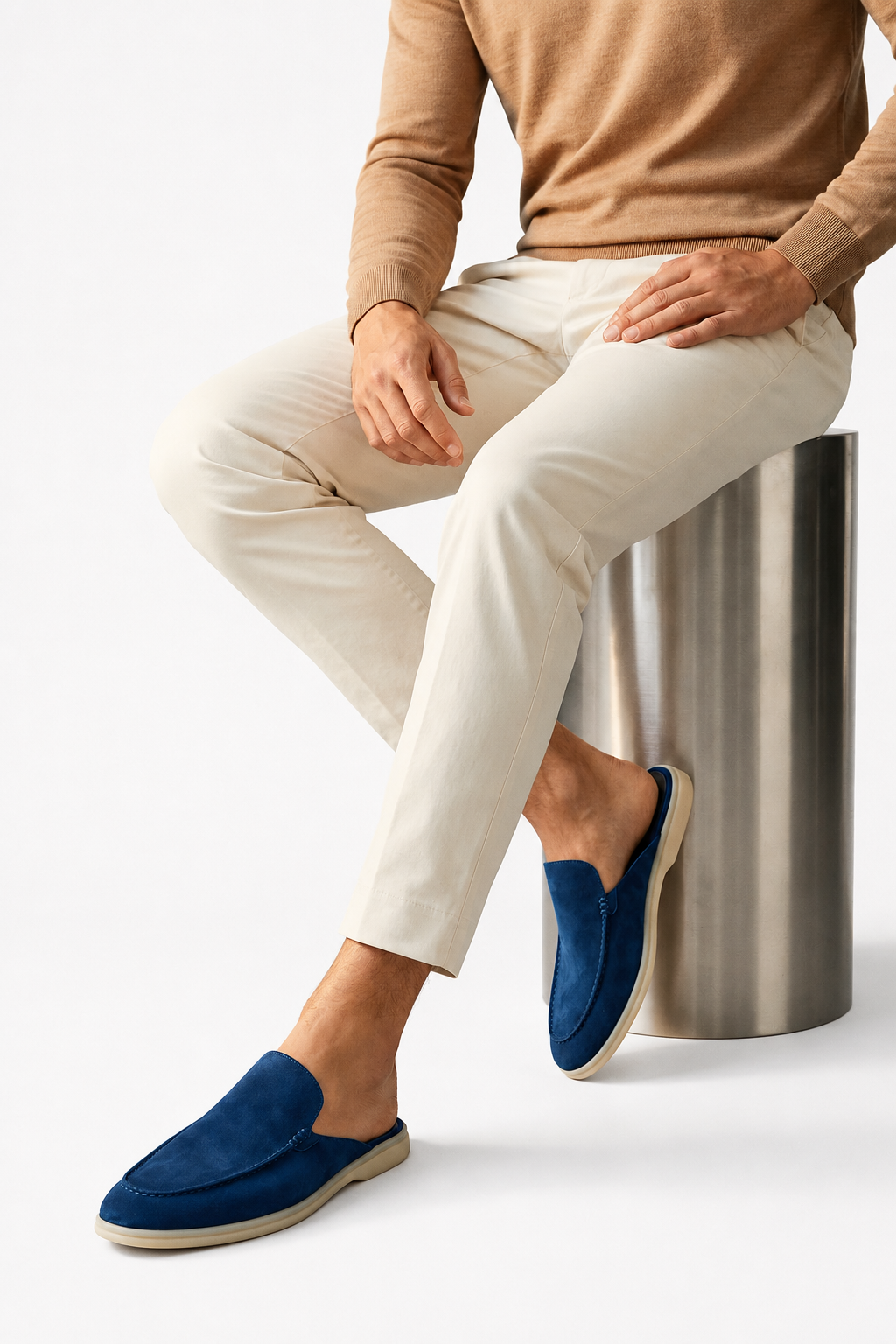 Herren Slipper Mule Wildleder Marineblau