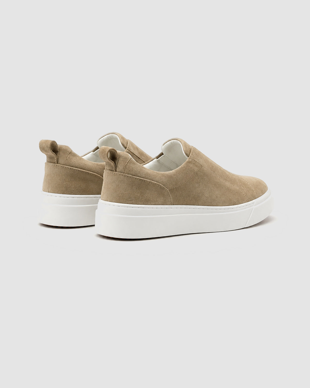 Herren Slipper aus Wildleder mit weißer Sohle – Beige, Bild 3