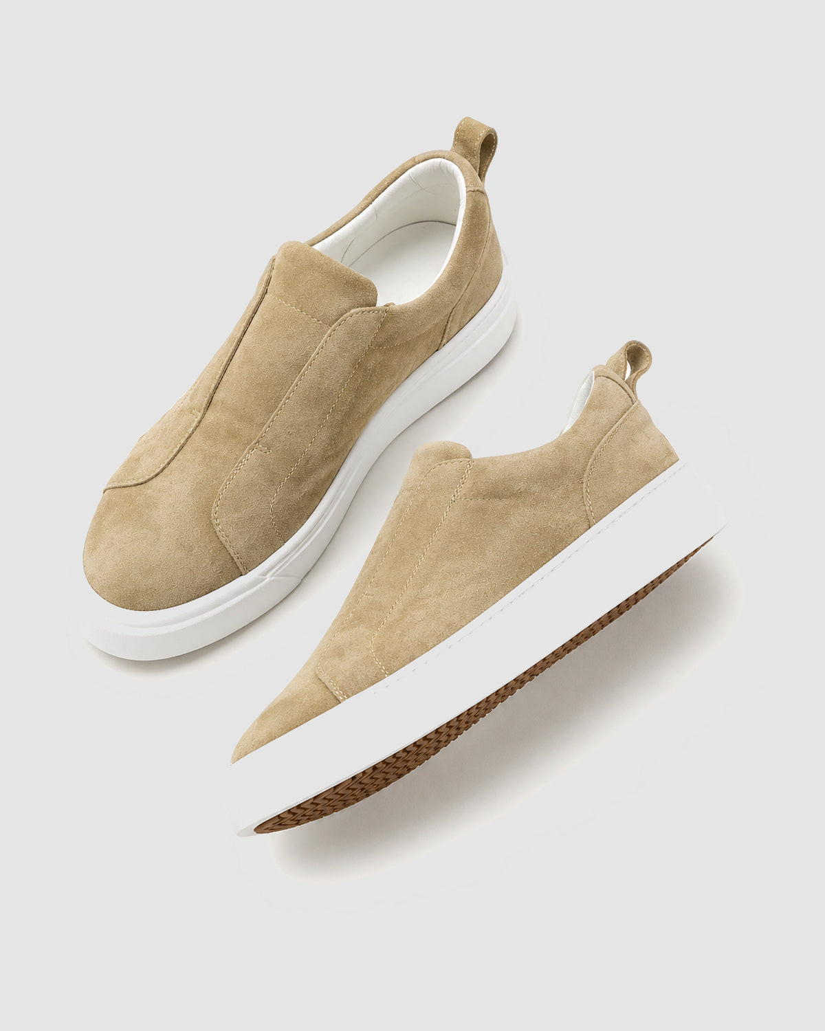 Herren Slipper aus Wildleder mit weißer Sohle – Beige, Bild 5