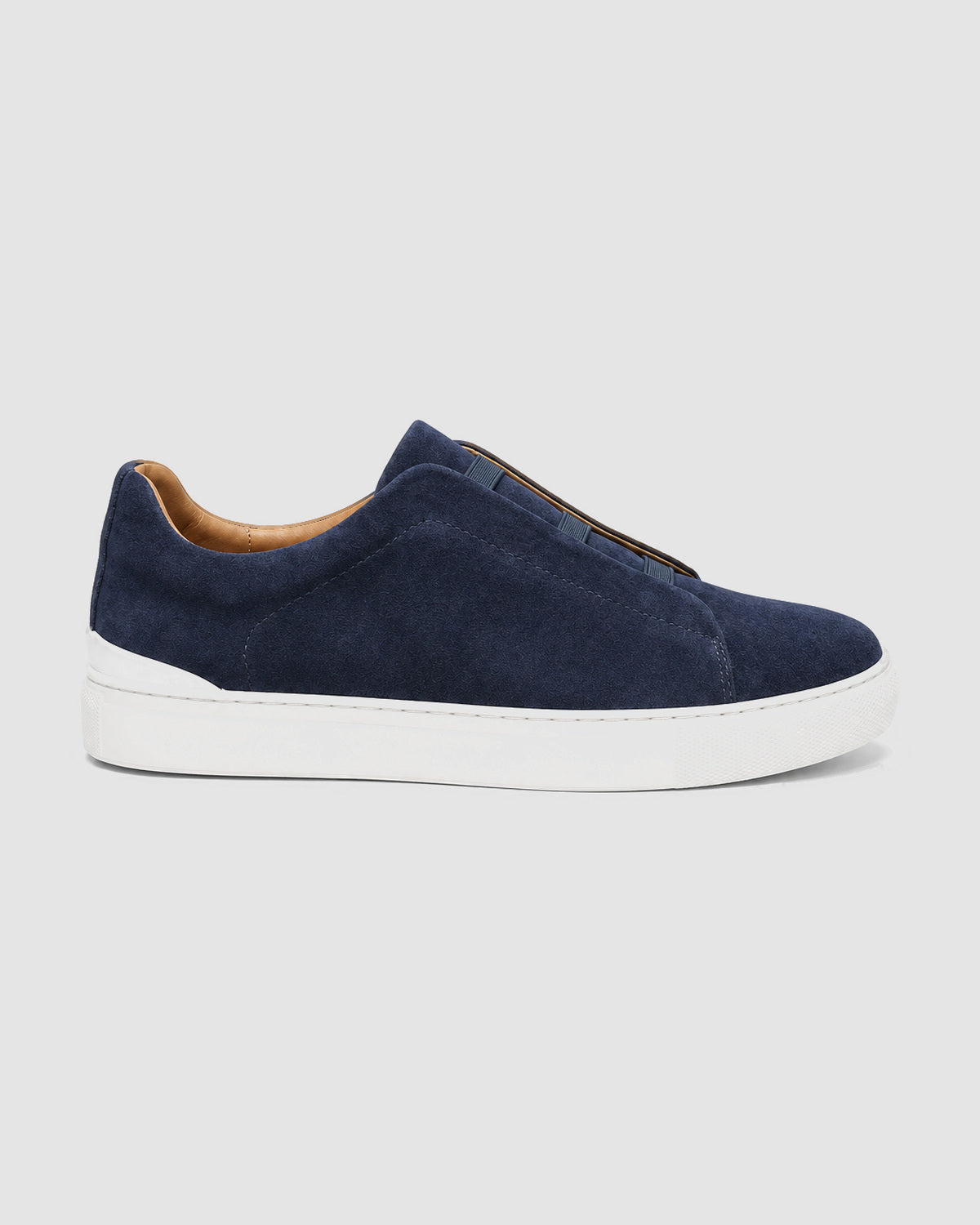 Herren Slip-On Sneaker mit Kontrastsohle – Weiß & Marineblau