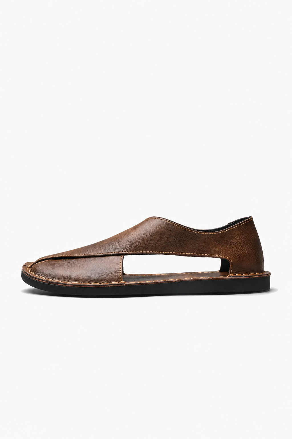 Herresandaler i Brun Læder - Åben Side Stil til Sommer - - Sko