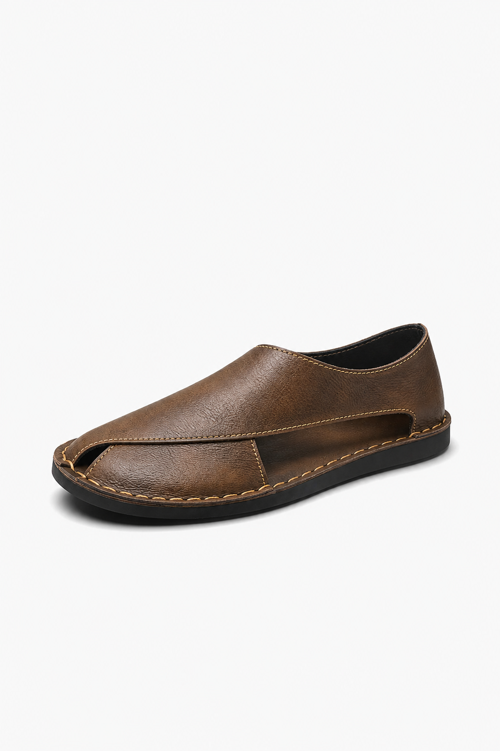 Herresandaler i Brun Læder - Åben Side Stil til Sommer - - Sko
