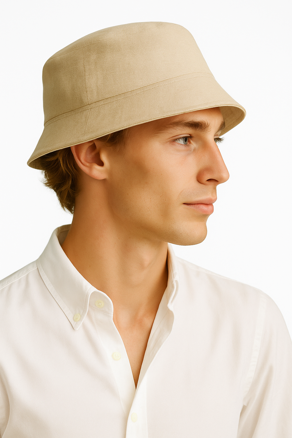 Luca | Herre Bucket Hat af Linned i Beige - - Luca | Herre Bucket Hat af Linned i Beige - €25