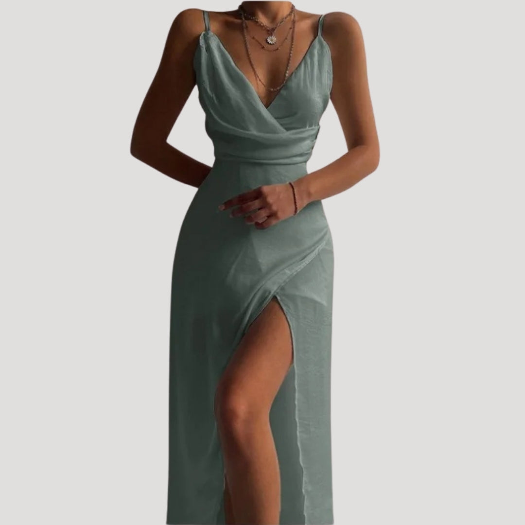 Women's Slit Maxi Dress - Wedding Guest Evening Dress