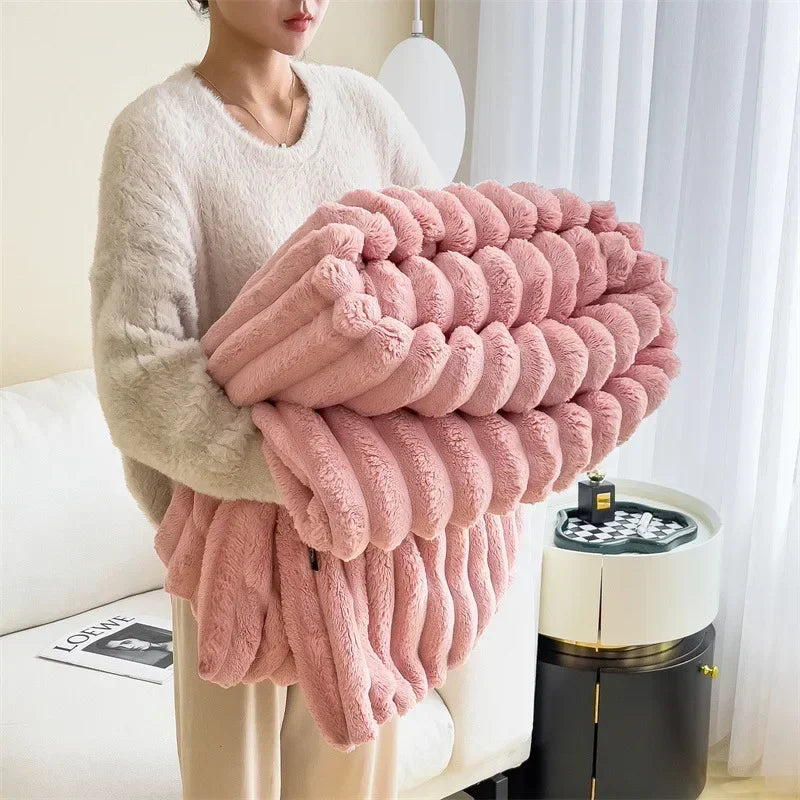 Dicke Plüsch-Kuscheldecke Ultra Weich Warm für Sofa und Bett
