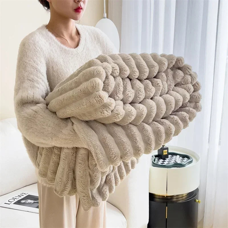 Dicke Plüsch-Kuscheldecke Ultra Weich Warm für Sofa und Bett