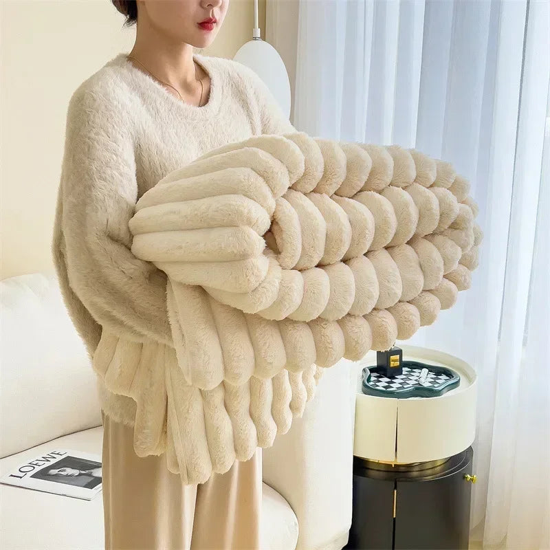 Dicke Plüsch-Kuscheldecke Ultra Weich Warm für Sofa und Bett