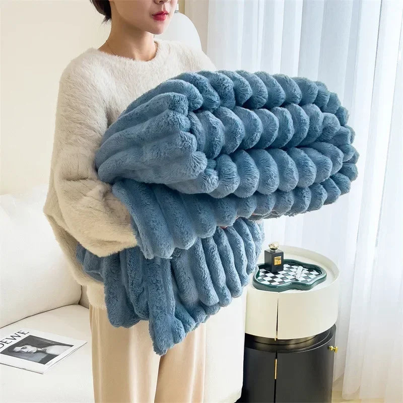 Dicke Plüsch-Kuscheldecke Ultra Weich Warm für Sofa und Bett