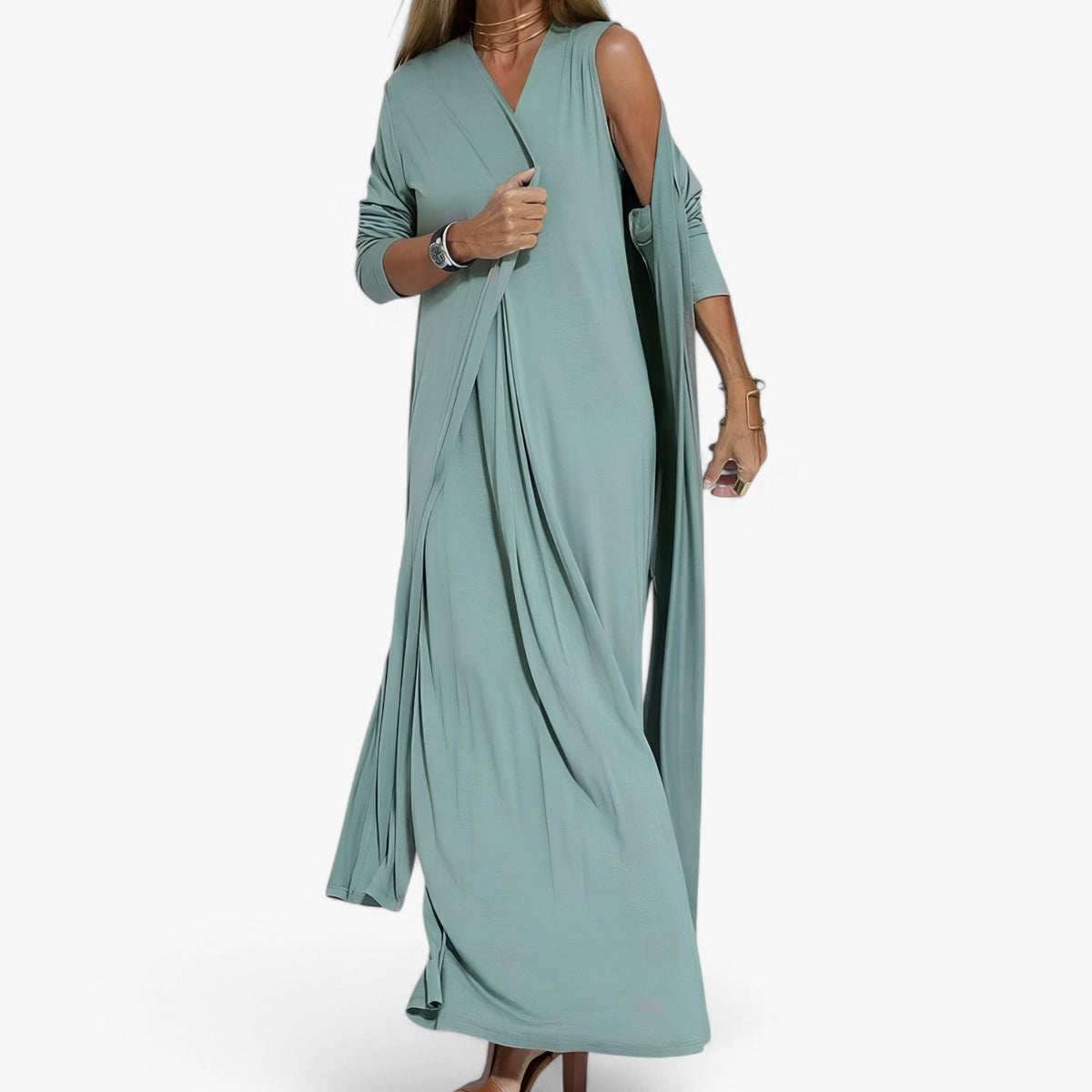 Damen Maxikleid Elegant Ärmellos