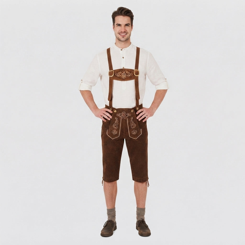 Herren Kniebundhose Wildleder mit Stickerei
