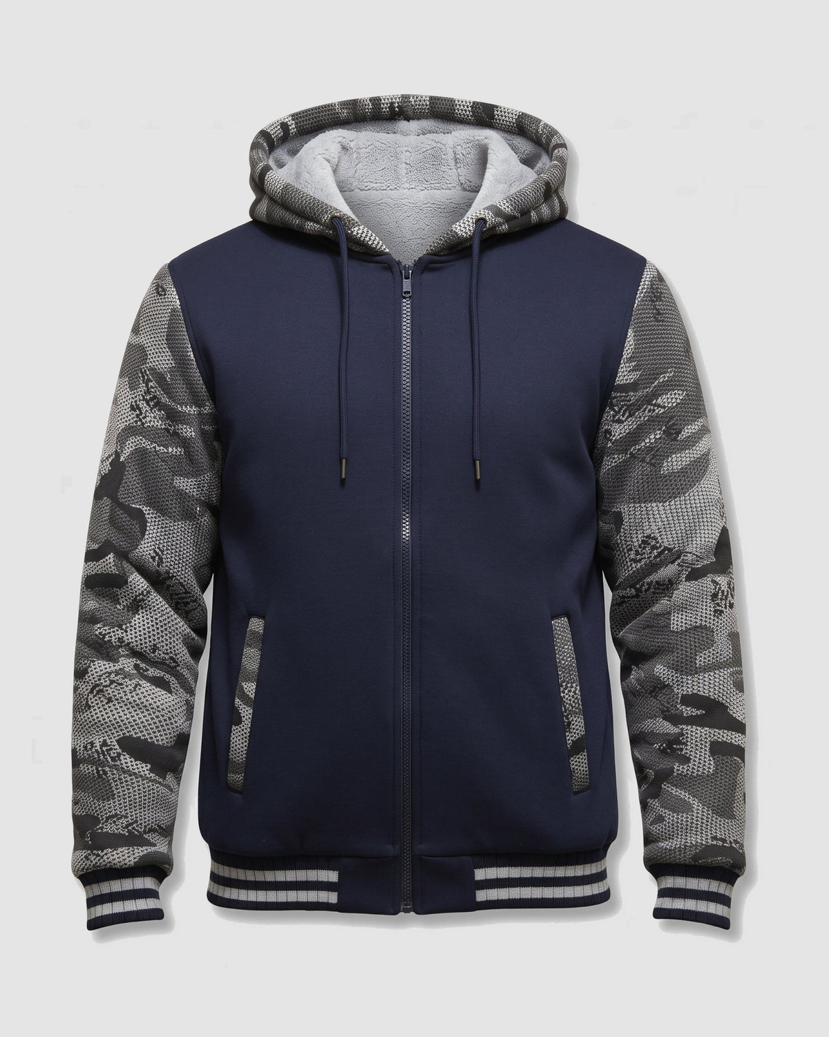 Herren Fleecejacke mit Kapuze im Colorblock-Design, Bild 1