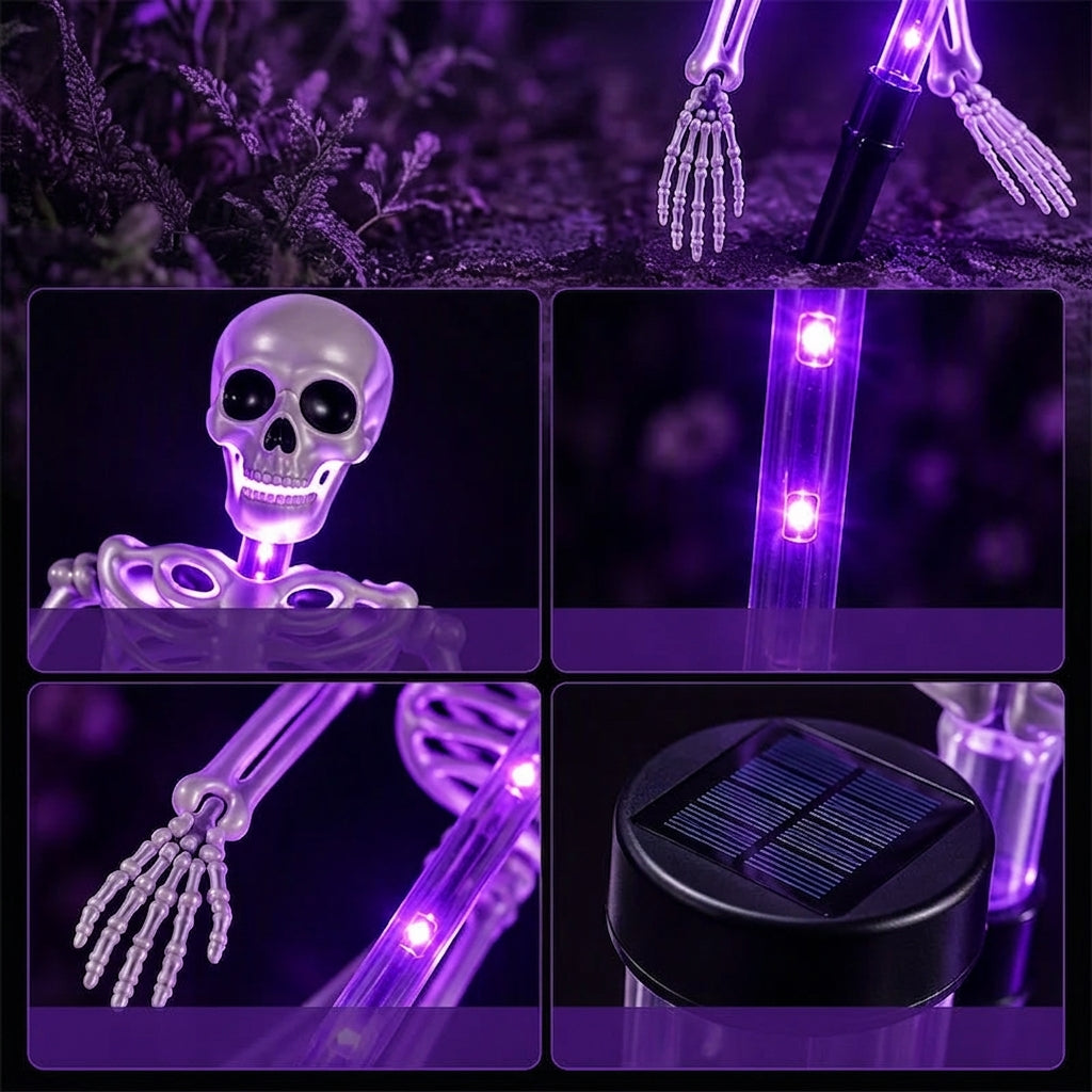 Solar-Skelett-Gartenstab mit Licht - LED Halloween Gartendeko