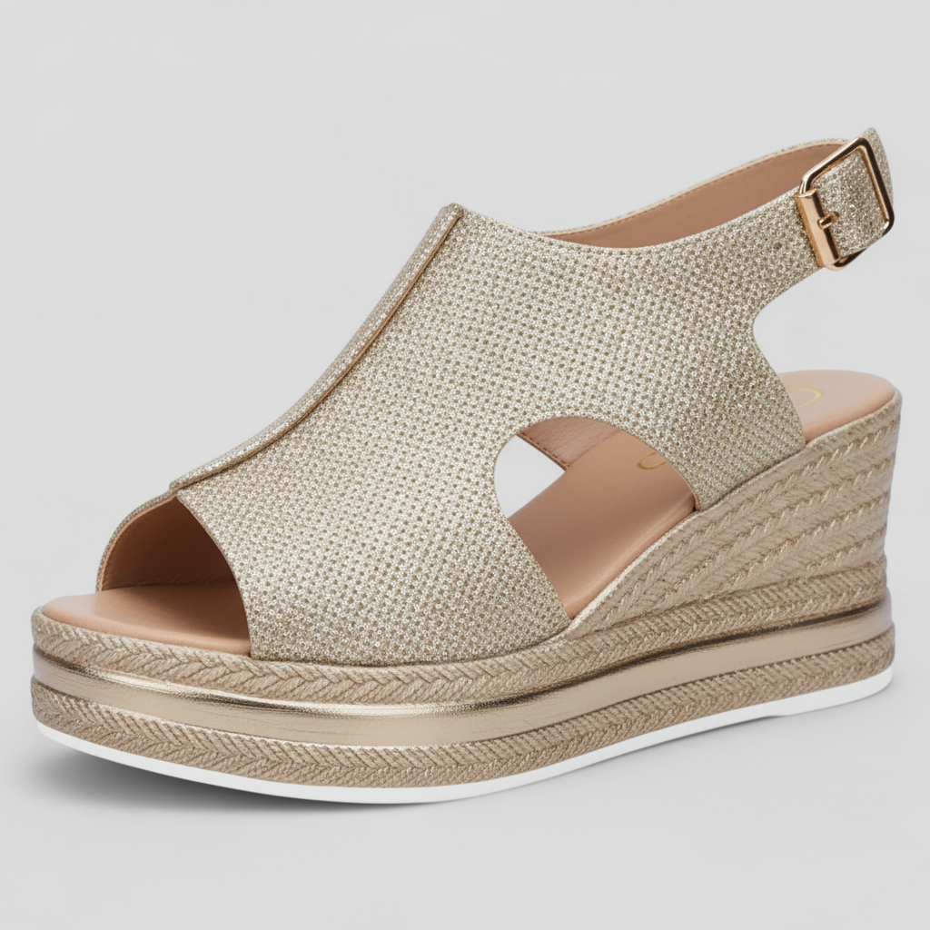 Damen Sandalen Plateau Kunstleder