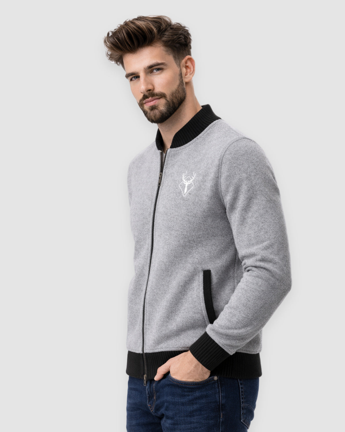 Herren Strickjacke mit Zip aus 100% Merinowolle, Bild 3