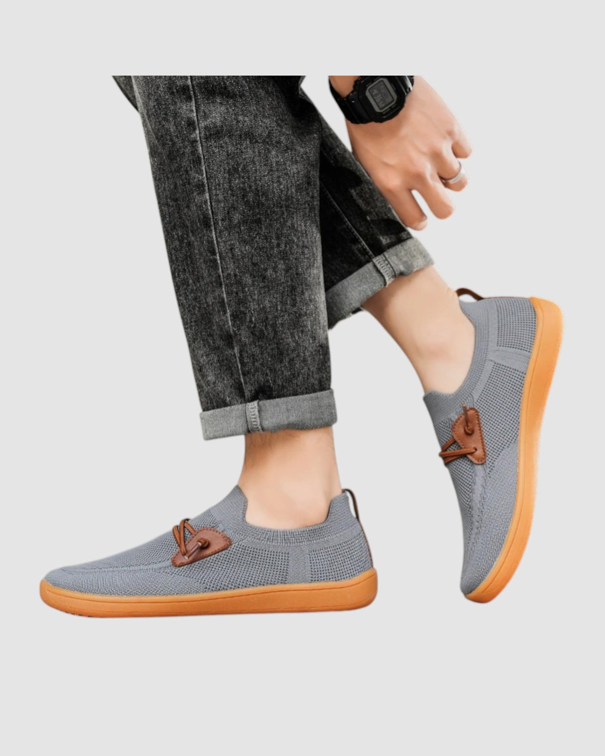 Herren Sneaker mit breiter Zehenbox und Mesh in Grau