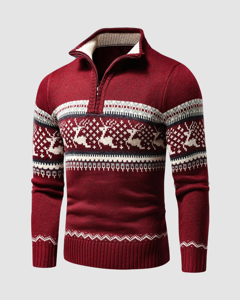 Gebreide herenpullover met rendierpatroon