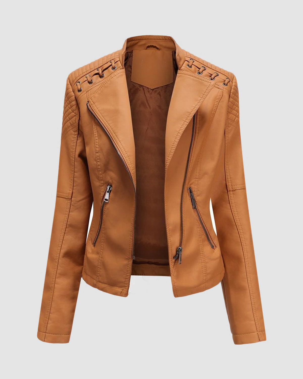 Herren Jacke aus Kunstleder in Washed-Optik in Kamel