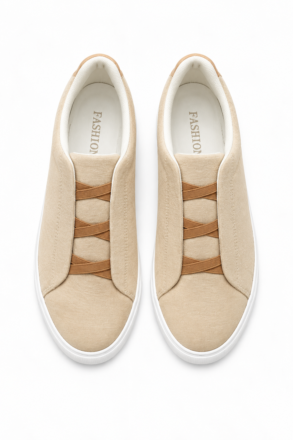 Herren Slip-On Sneaker in Khaki mit weißer Kontrastsohle