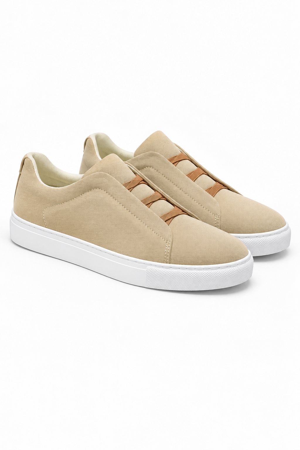 Herren Slip-On Sneaker in Khaki mit weißer Kontrastsohle