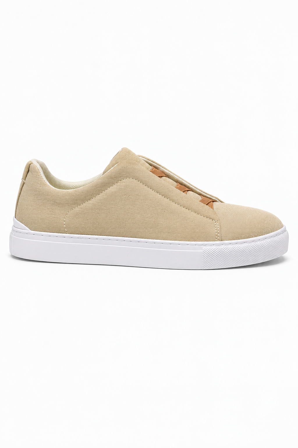Herren Slip-On Sneaker in Khaki mit weißer Kontrastsohle